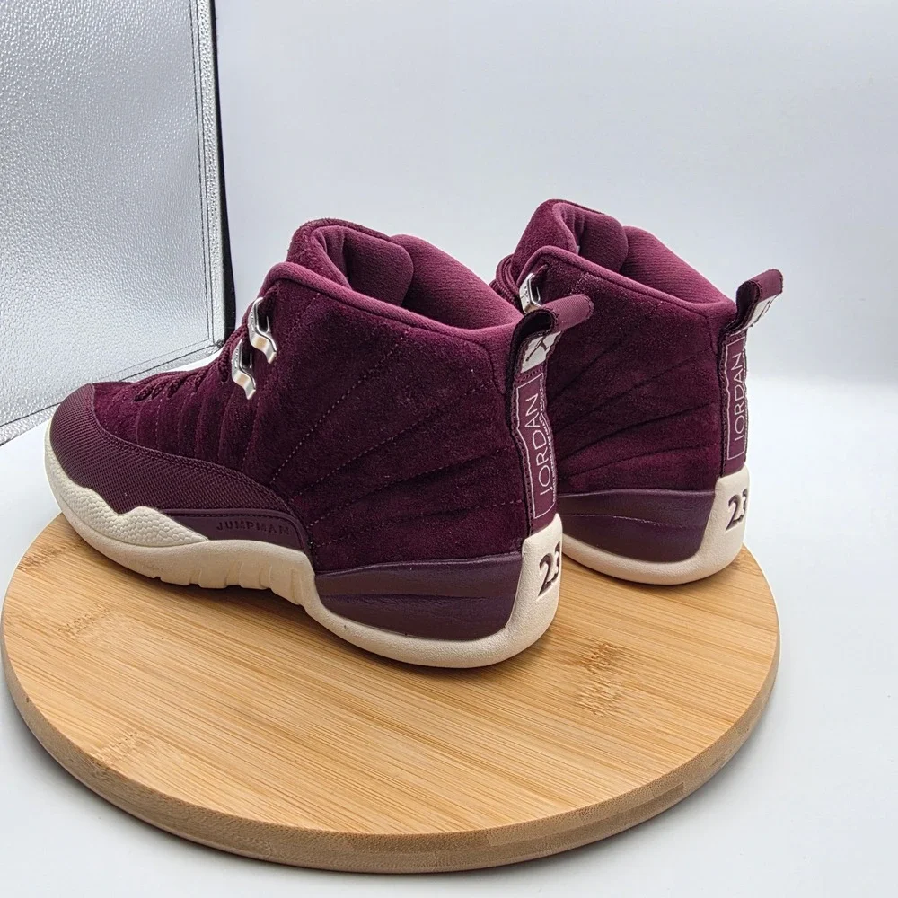 Jordan 12 Retro Bordeaux Burgundy Suede Sneakers 130690-617 Mens 8